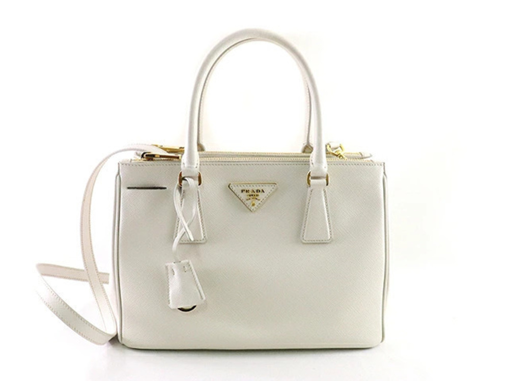 Prada Shoulder Bag Handbag Saffiano Leather White